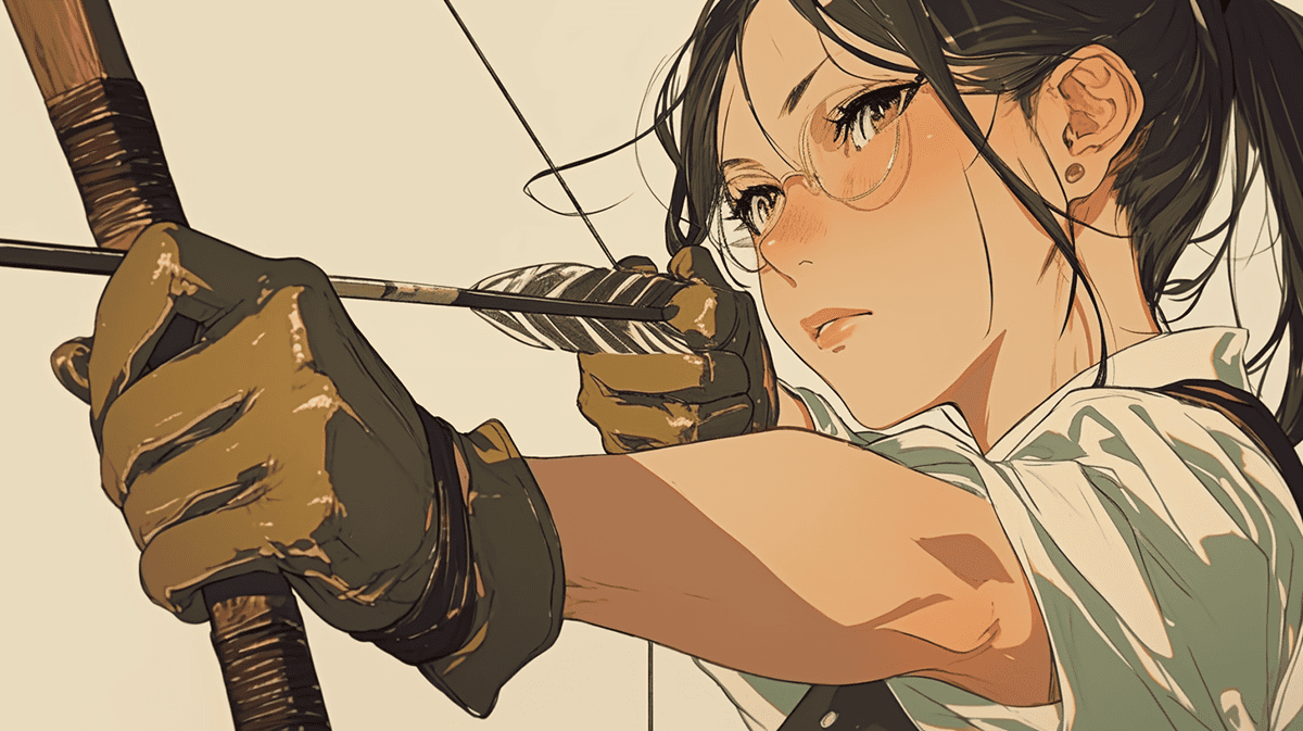ゆがけをして弓を射る